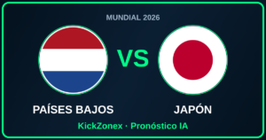 Países Bajos vs Japón — banderas enfrentadas en el Mundial 2026